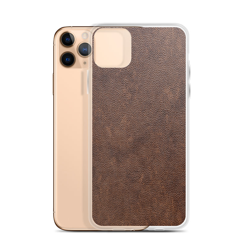 Load image into Gallery viewer, Light Brown Leather iPhone Clear Thin Case CREATIVETECH
