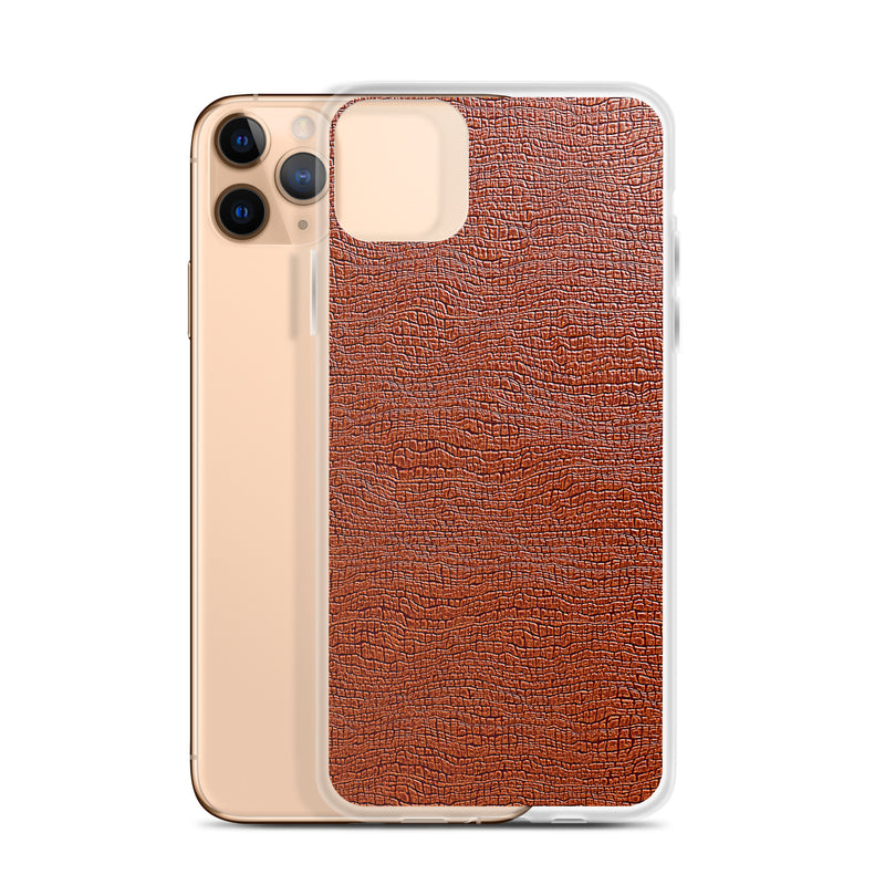 Load image into Gallery viewer, Exotic Brown Leather iPhone Clear Thin Case CREATIVETECH
