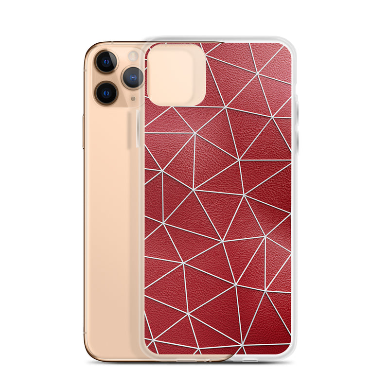 Load image into Gallery viewer, White Polygon Red Leather iPhone Clear Thin Case CREATIVETECH
