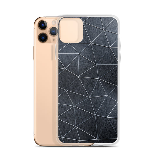 Silver Polygon Black Leather iPhone Clear Thin Case CREATIVETECH