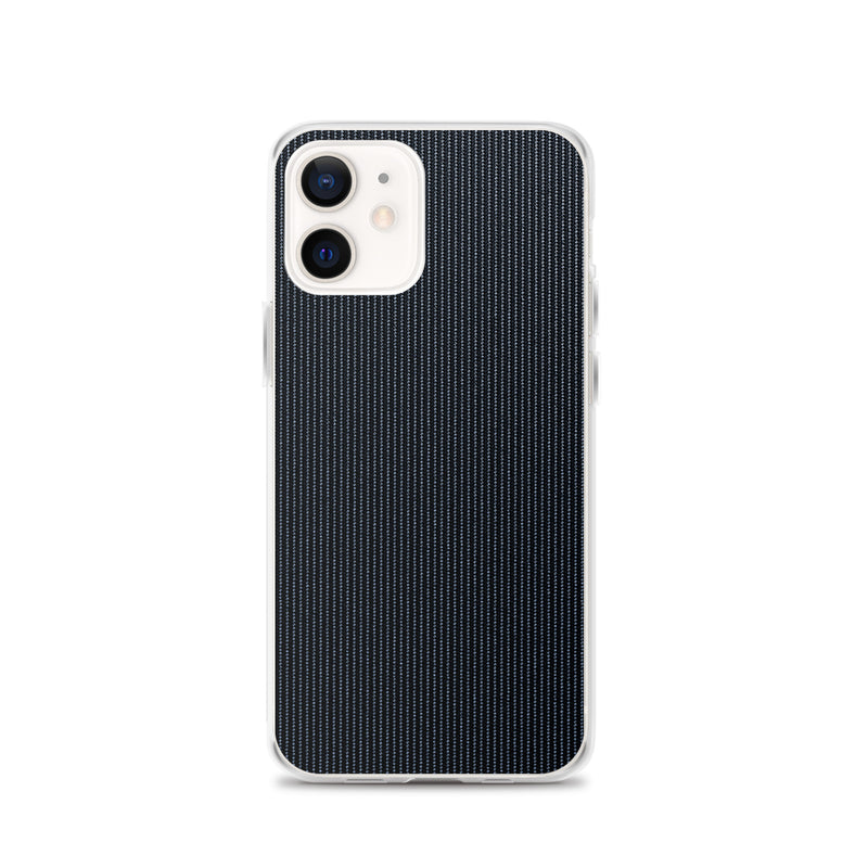 Load image into Gallery viewer, Dark Grey Striped Textile iPhone Clear Thin Case CREATIVETECH
