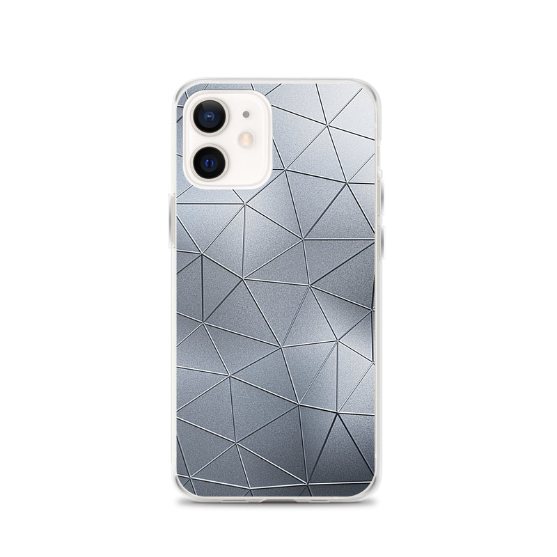 Load image into Gallery viewer, Silver Metal Polygon iPhone Clear Thin Case CREATIVETECH
