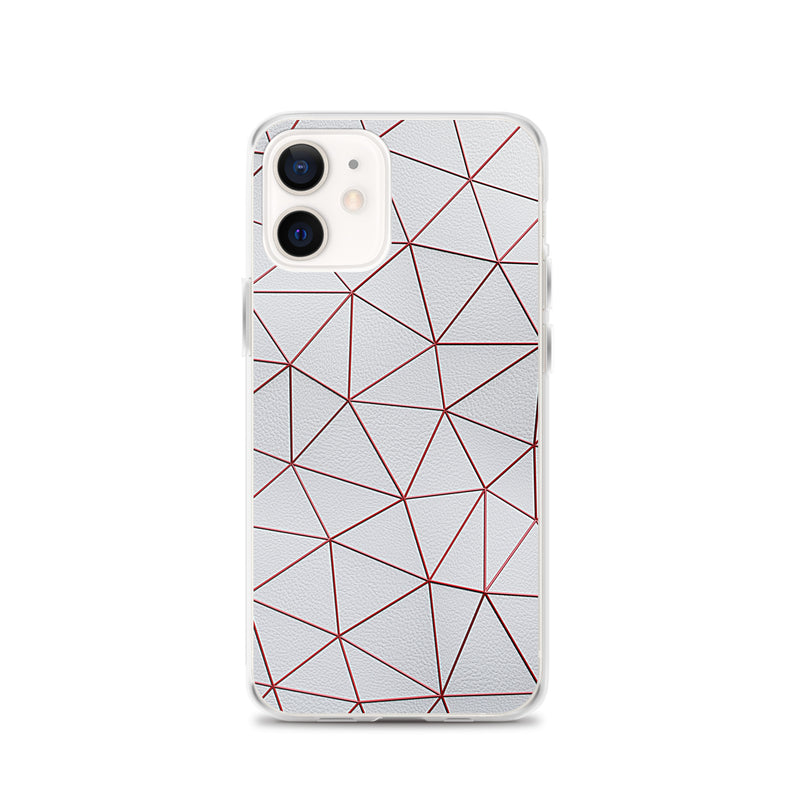 Load image into Gallery viewer, Red Polygon White Leather iPhone Clear Thin Case CREATIVETECH