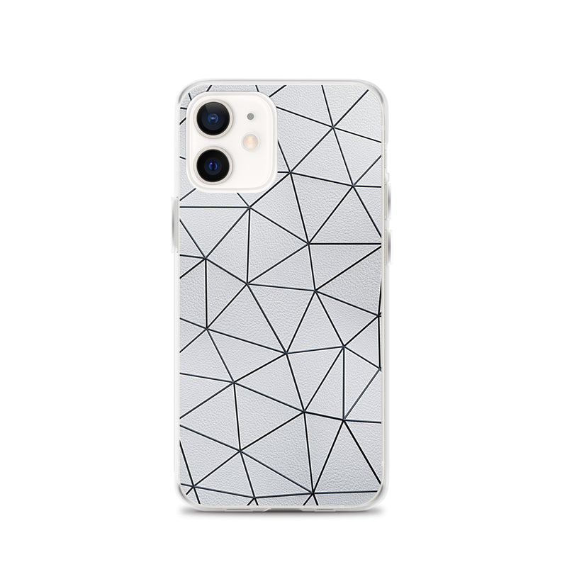 Load image into Gallery viewer, Black Polygon White Leather iPhone Clear Thin Case CREATIVETECH
