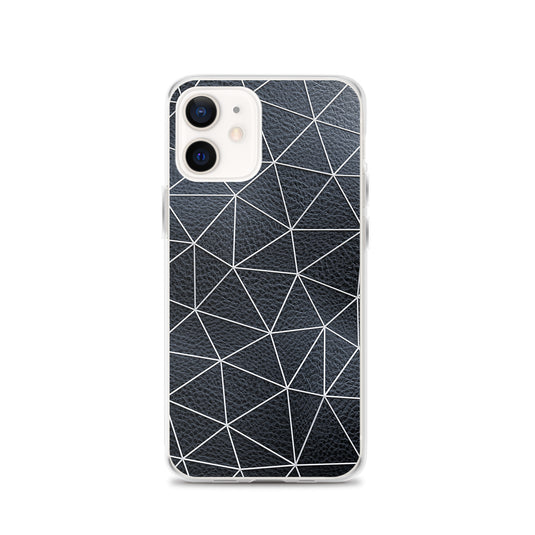 White Polygon Black Leather iPhone Clear Thin Case CREATIVETECH