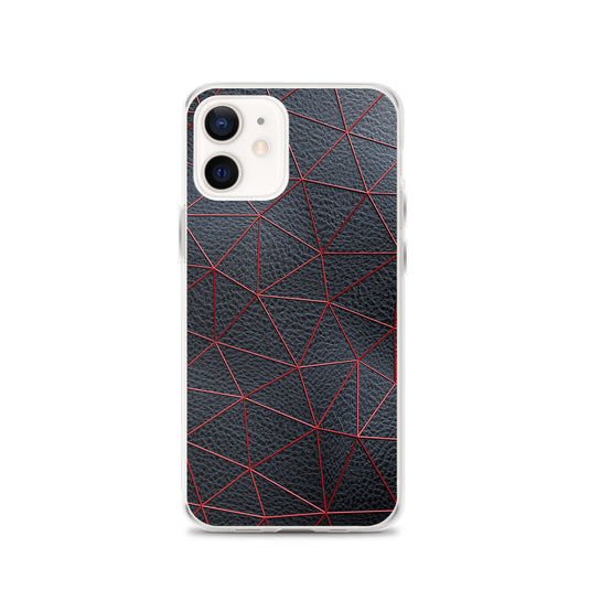 Red Polygon Black Leather iPhone Clear Thin Case CREATIVETECH