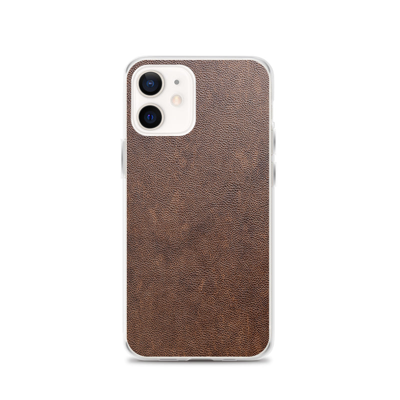 Load image into Gallery viewer, Light Brown Leather iPhone Clear Thin Case CREATIVETECH