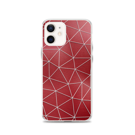 White Polygon Red Leather iPhone Clear Thin Case CREATIVETECH