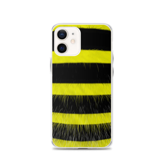 Fluffy Bee Yellow Black iPhone Clear Thin Case CREATIVETECH