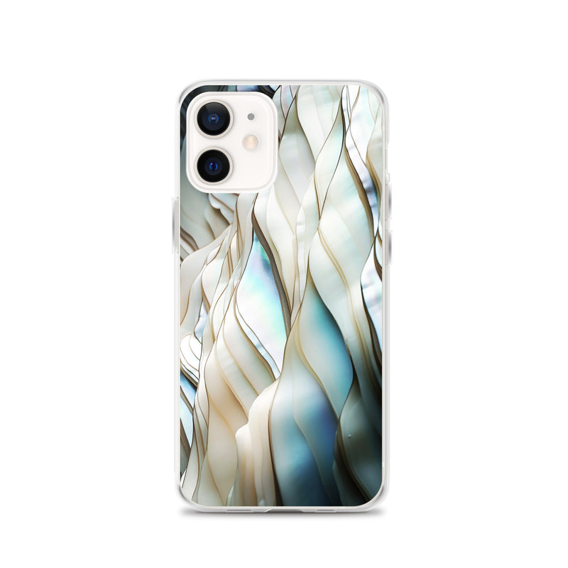 Load image into Gallery viewer, Cream Blue White Pearl iPhone Clear Thin Case CREATIVETECH
