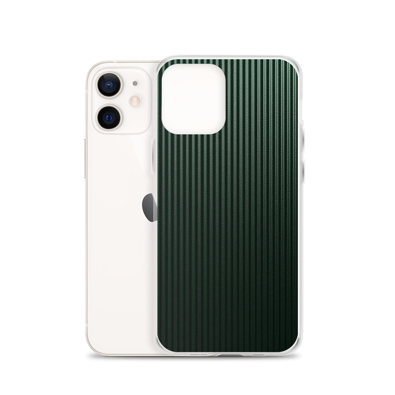 Load image into Gallery viewer, Dark Green Striped Carbon Fiber iPhone Clear Thin Case CREATIVETECH