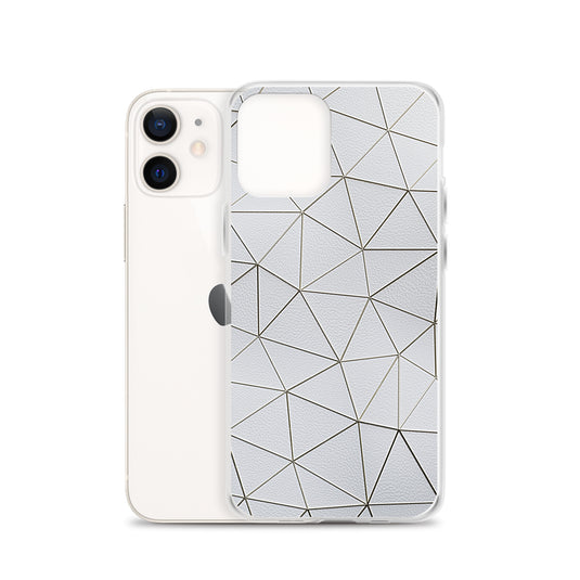 Gold Polygon White Leather iPhone Clear Thin Case CREATIVETECH