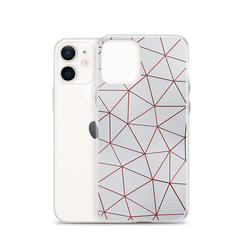 Load image into Gallery viewer, Red Polygon White Leather iPhone Clear Thin Case CREATIVETECH