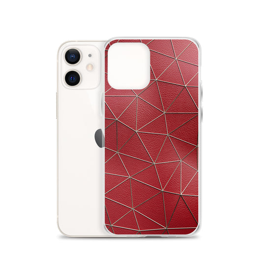 Golden Polygon Red Leather iPhone Clear Thin Case CREATIVETECH