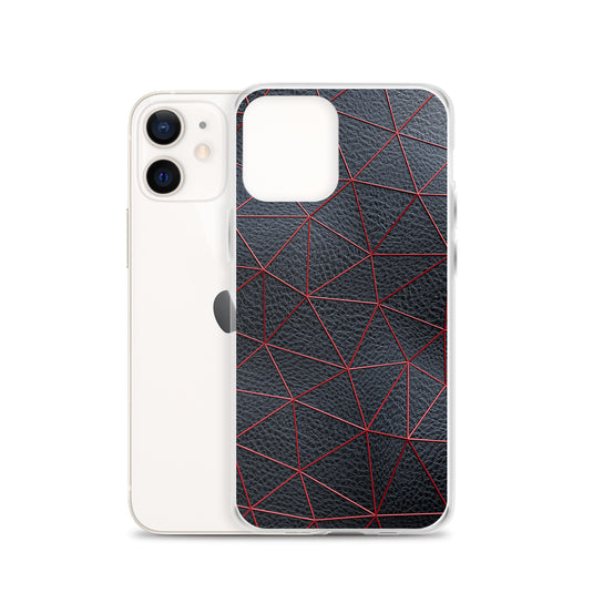 Red Polygon Black Leather iPhone Clear Thin Case CREATIVETECH