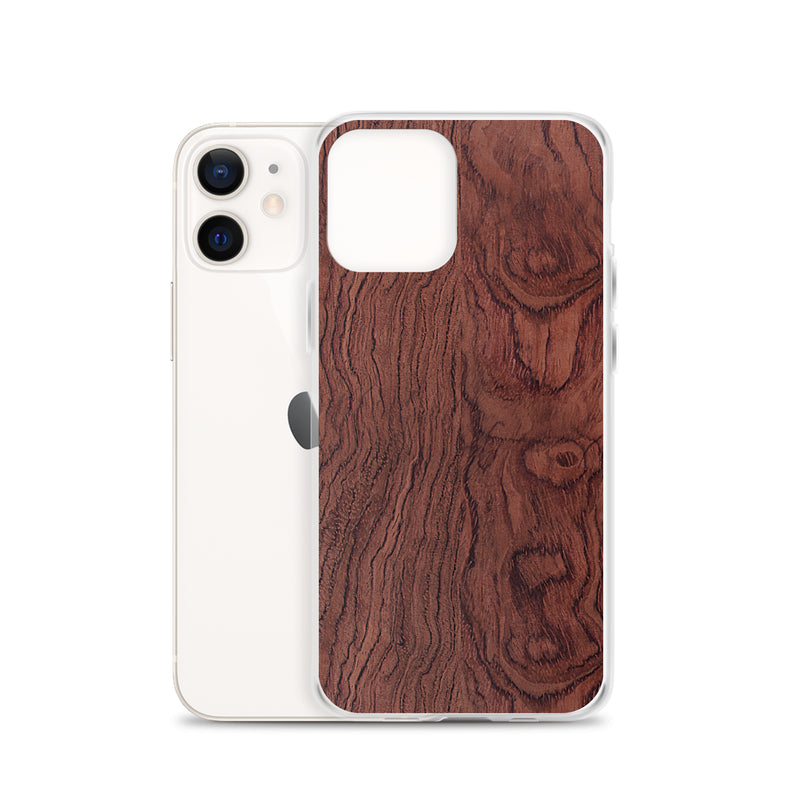 Load image into Gallery viewer, Bubinga Brown Wood iPhone Clear Thin Case CREATIVETECH
