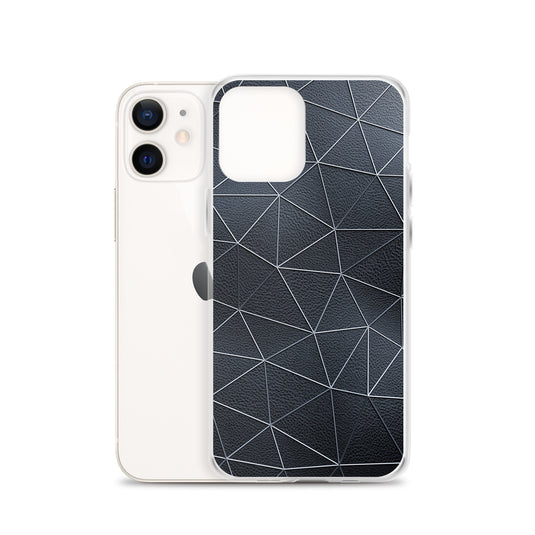 Silver Polygon Black Leather iPhone Clear Thin Case CREATIVETECH