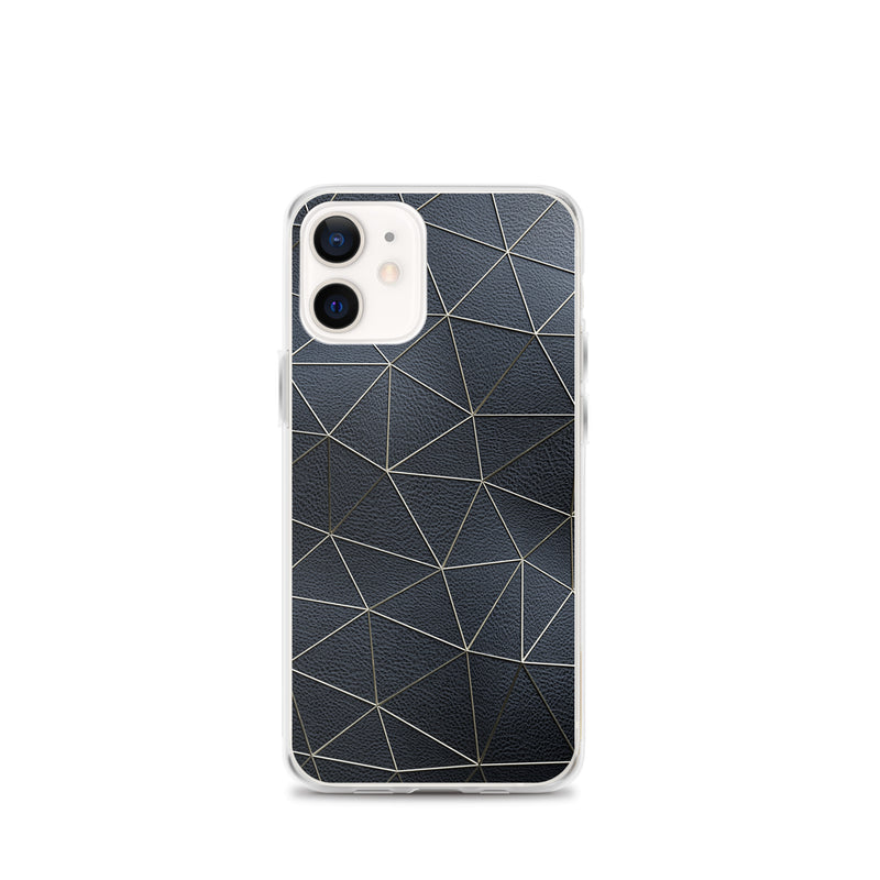 Load image into Gallery viewer, Golden Polygon Black Leather iPhone Clear Thin Case CREATIVETECH