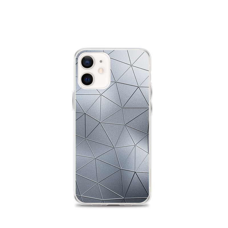 Load image into Gallery viewer, Silver Metal Polygon iPhone Clear Thin Case CREATIVETECH
