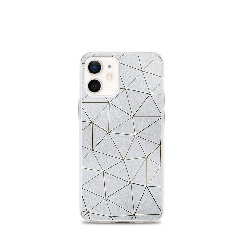 Load image into Gallery viewer, Gold Polygon White Leather iPhone Clear Thin Case CREATIVETECH
