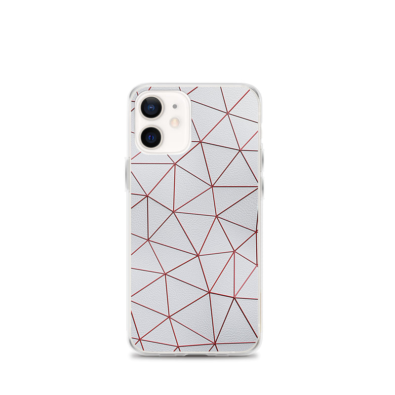 Load image into Gallery viewer, Red Polygon White Leather iPhone Clear Thin Case CREATIVETECH