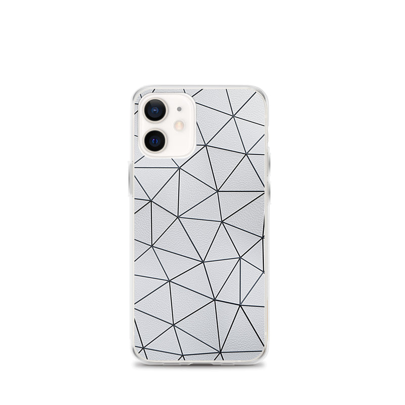 Load image into Gallery viewer, Black Polygon White Leather iPhone Clear Thin Case CREATIVETECH
