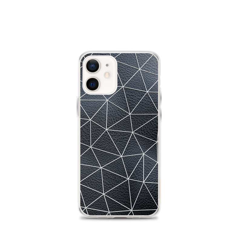 Load image into Gallery viewer, White Polygon Black Leather iPhone Clear Thin Case CREATIVETECH