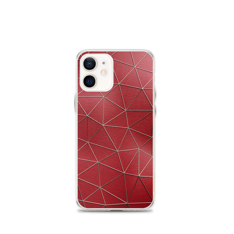 Load image into Gallery viewer, Golden Polygon Red Leather iPhone Clear Thin Case CREATIVETECH
