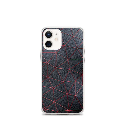 Red Polygon Black Leather iPhone Clear Thin Case CREATIVETECH