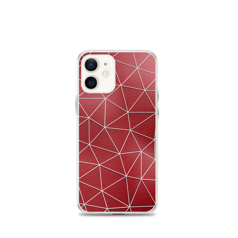 Load image into Gallery viewer, White Polygon Red Leather iPhone Clear Thin Case CREATIVETECH
