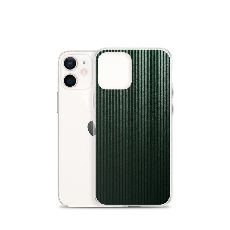 Load image into Gallery viewer, Dark Green Striped Carbon Fiber iPhone Clear Thin Case CREATIVETECH