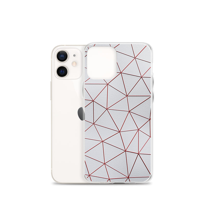 Load image into Gallery viewer, Red Polygon White Leather iPhone Clear Thin Case CREATIVETECH