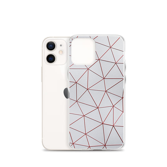 Red Polygon White Leather iPhone Clear Thin Case CREATIVETECH