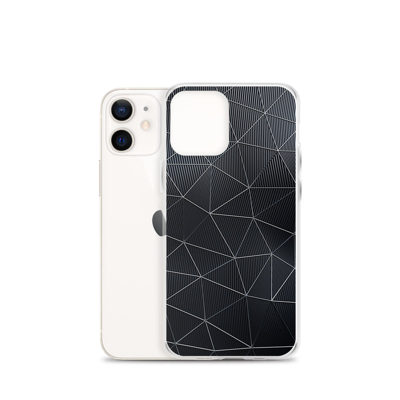 Load image into Gallery viewer, Silver Polygon Carbon Fiber iPhone Clear Thin Case CREATIVETECH
