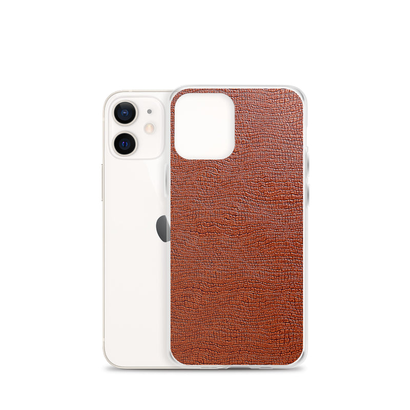 Load image into Gallery viewer, Exotic Brown Leather iPhone Clear Thin Case CREATIVETECH
