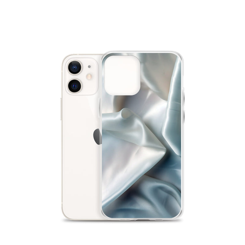 Load image into Gallery viewer, White Satin Pearl Cloth iPhone Clear Thin Case CREATIVETECH
