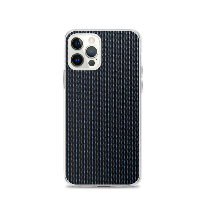 Load image into Gallery viewer, Dark Grey Striped Textile iPhone Clear Thin Case CREATIVETECH
