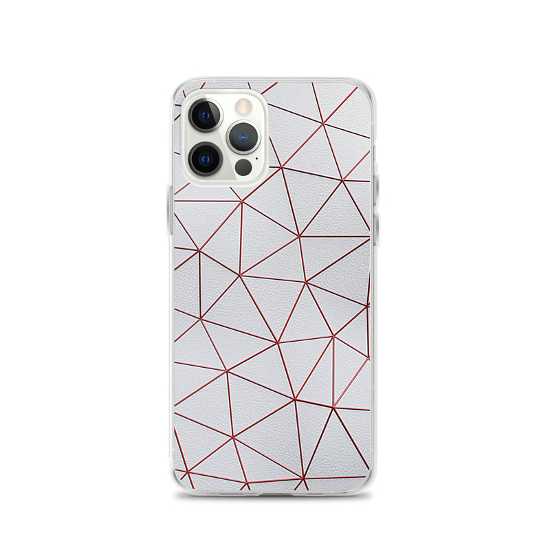 Load image into Gallery viewer, Red Polygon White Leather iPhone Clear Thin Case CREATIVETECH