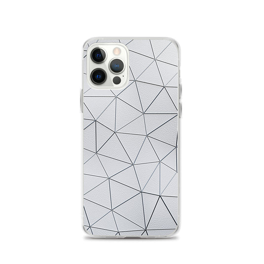 Silver Polygon White Leather iPhone Clear Thin Case CREATIVETECH