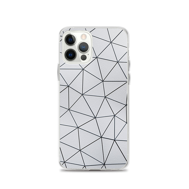 Load image into Gallery viewer, Black Polygon White Leather iPhone Clear Thin Case CREATIVETECH
