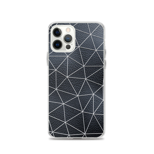 White Polygon Black Leather iPhone Clear Thin Case CREATIVETECH