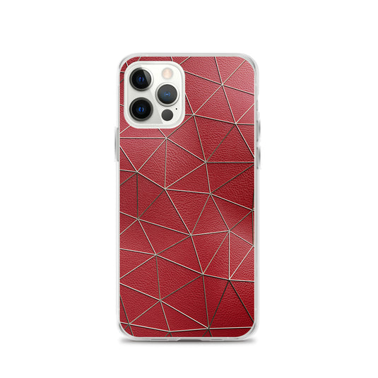 Golden Polygon Red Leather iPhone Clear Thin Case CREATIVETECH