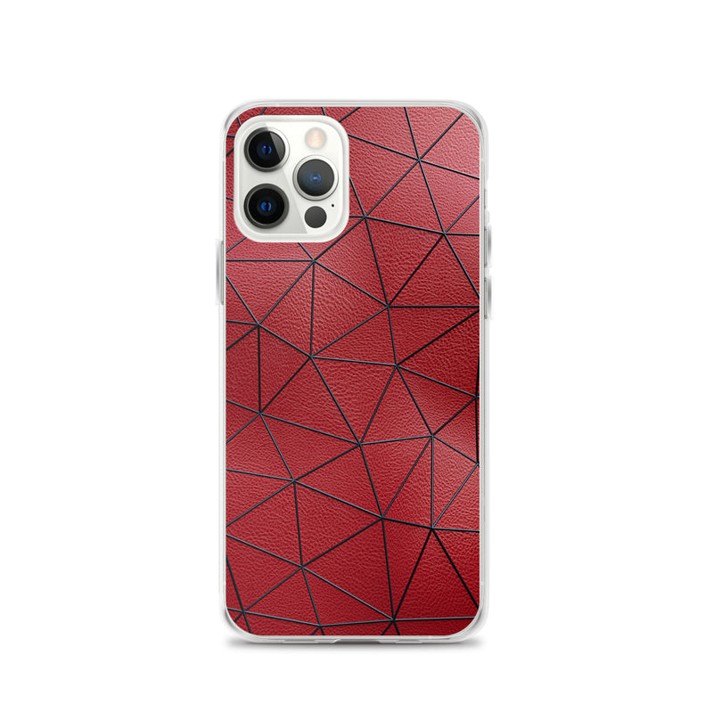 Load image into Gallery viewer, Black Polygon Red Leather iPhone Clear Thin Case CREATIVETECH
