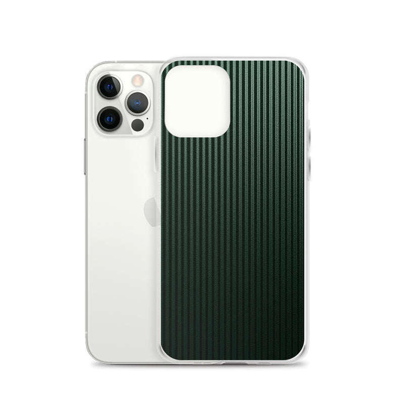 Load image into Gallery viewer, Dark Green Striped Carbon Fiber iPhone Clear Thin Case CREATIVETECH