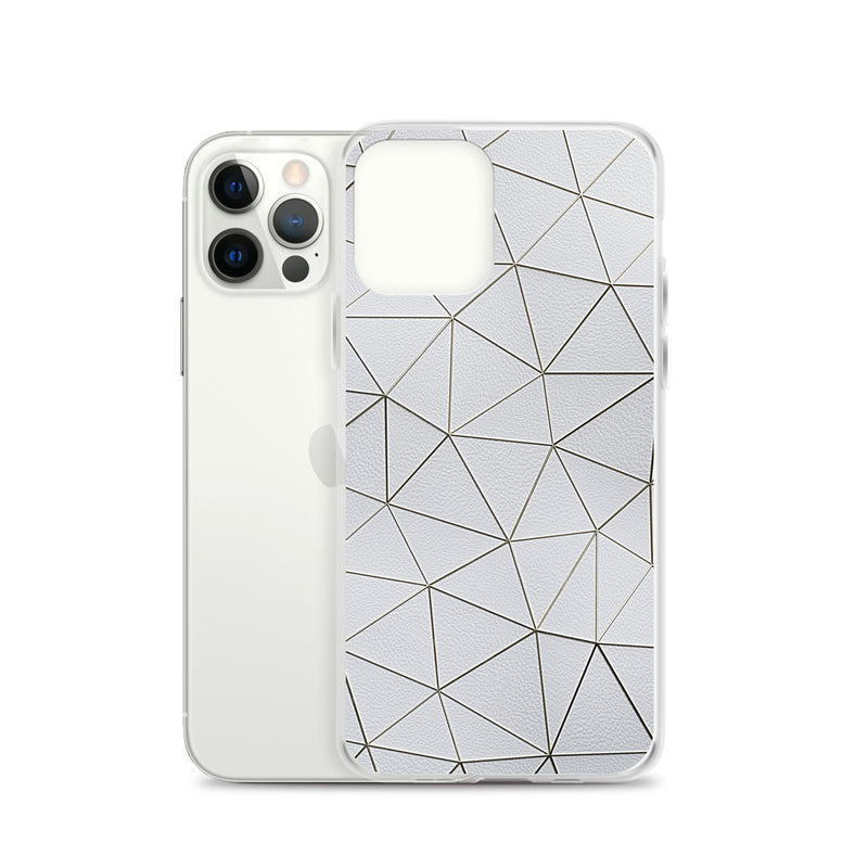 Load image into Gallery viewer, Gold Polygon White Leather iPhone Clear Thin Case CREATIVETECH