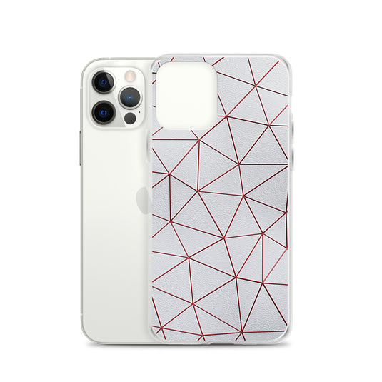 Red Polygon White Leather iPhone Clear Thin Case CREATIVETECH