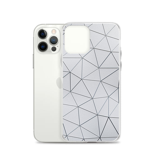 Silver Polygon White Leather iPhone Clear Thin Case CREATIVETECH