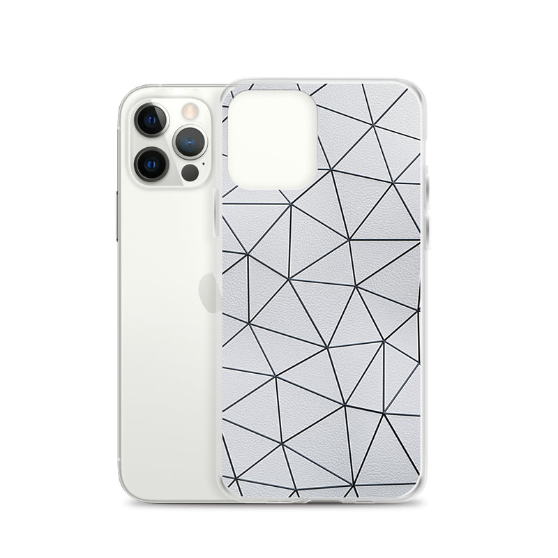 Load image into Gallery viewer, Black Polygon White Leather iPhone Clear Thin Case CREATIVETECH
