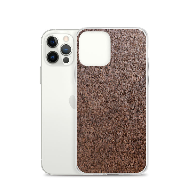 Load image into Gallery viewer, Light Brown Leather iPhone Clear Thin Case CREATIVETECH
