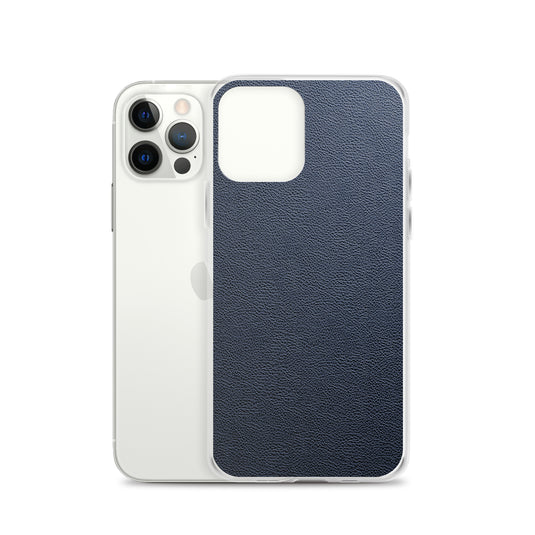 Dark Blue Leather iPhone Clear Thin Case CREATIVETECH